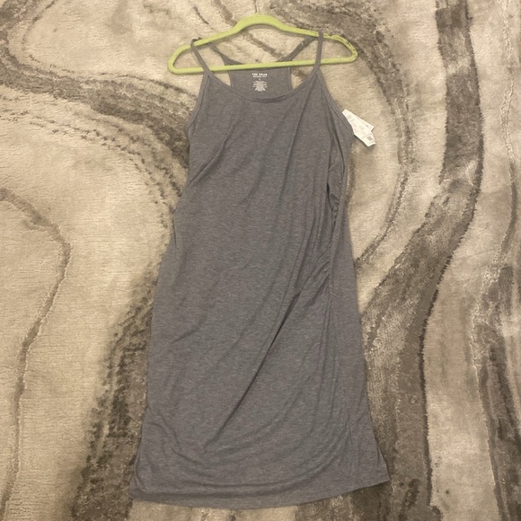 TEK Gear maternity heather gray spaghetti strap stretch, fabric dress size large - Picture 4 of 7